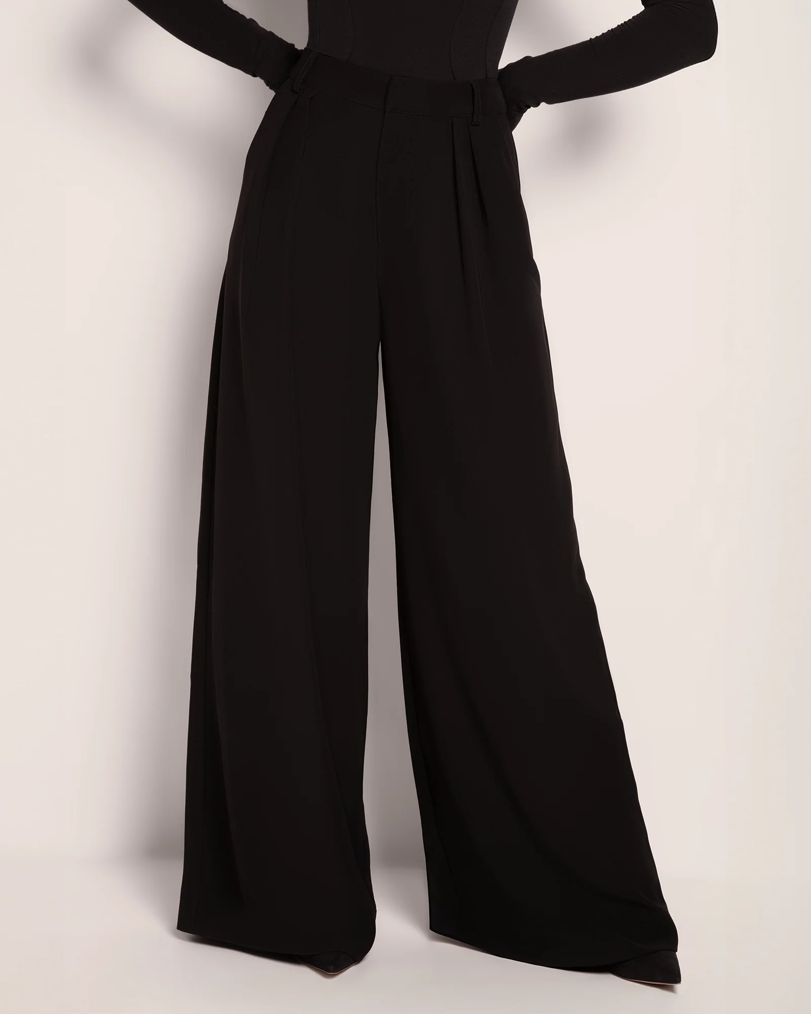 Pleaty Wide Leg Pant - Black