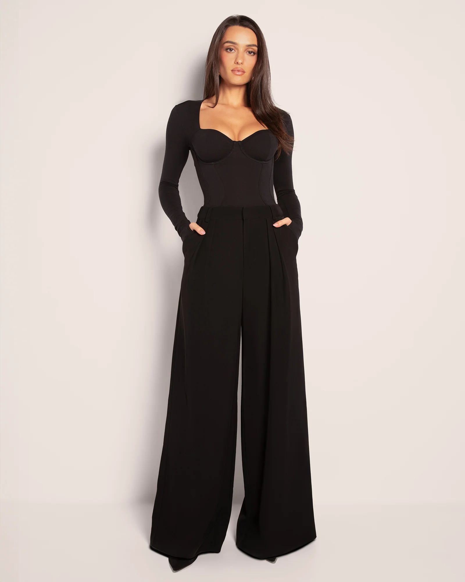 Pleaty Wide Leg Pant - Black