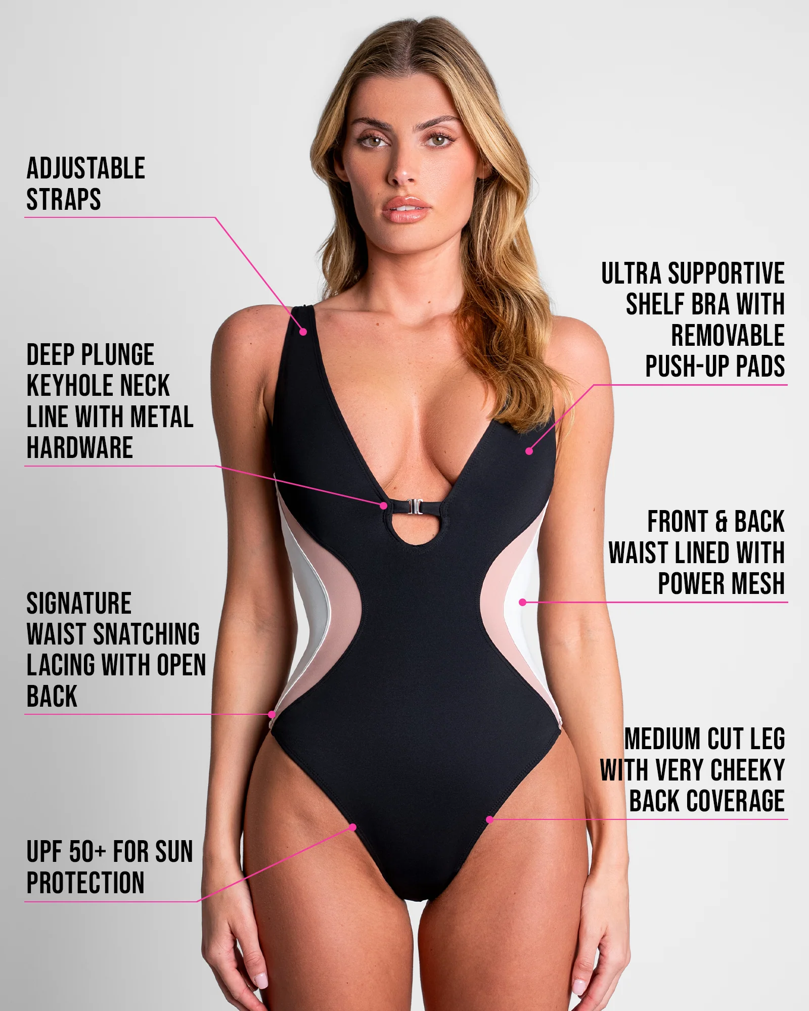 Brazilian Plungey Keyhole - Contour Black/Rose/White 5 Brazilian Plungey Keyhole - Contour Black/Rose/White