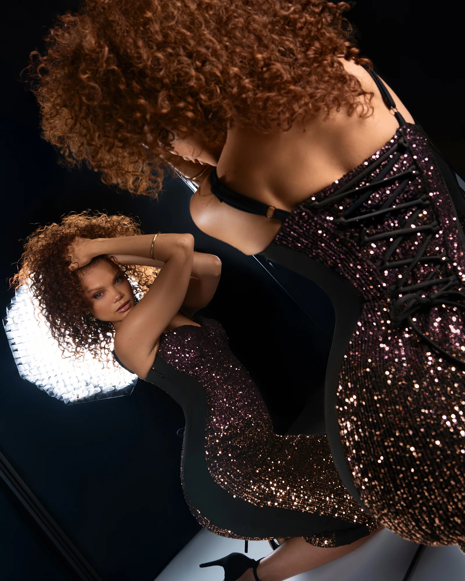 Seamed Lushy Midi Dress - Sequin Ombre Bronze/Plum 4 Seamed Lushy Midi Dress - Sequin Ombre Bronze/Plum