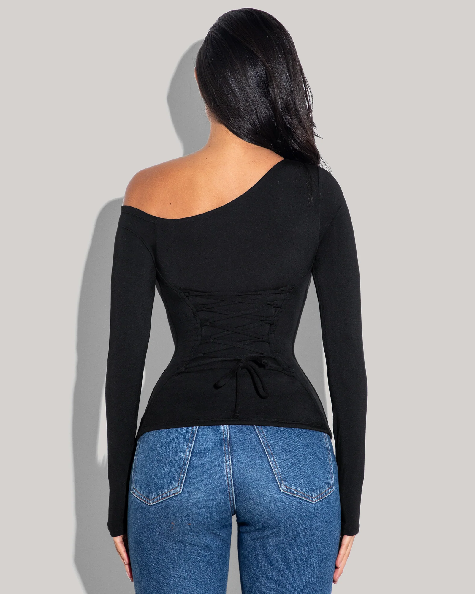 Shapey Long Sleeve One Shoulder Top - Black 7 Shapey Long Sleeve One Shoulder Top - Black