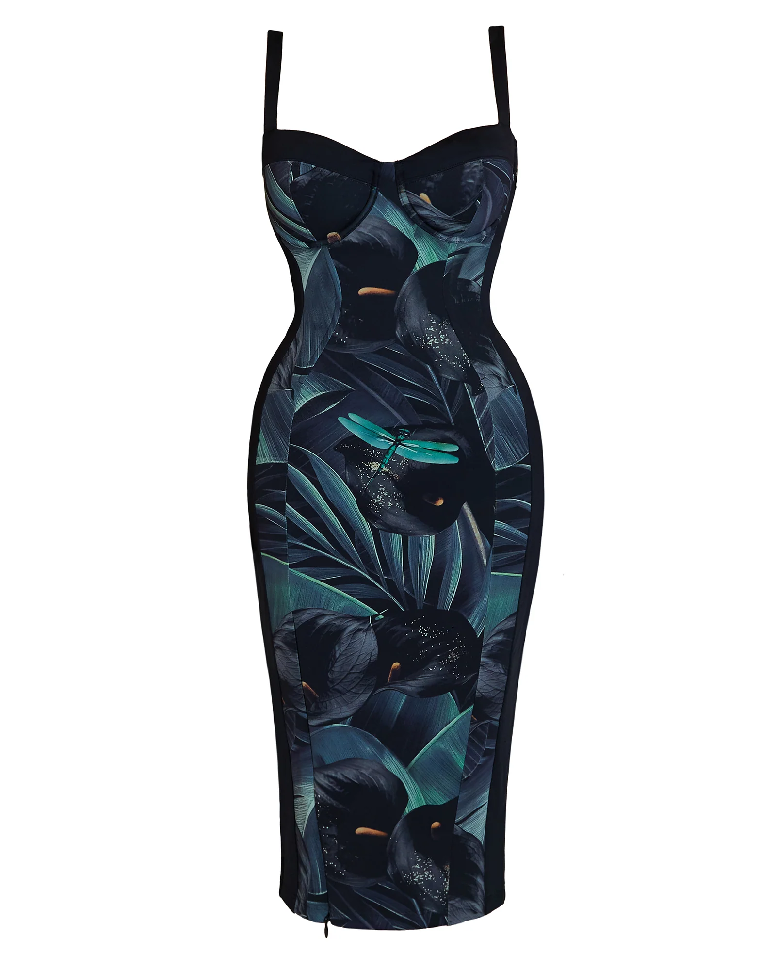 Seamed Lushy Midi Dress - Frame Black Lily