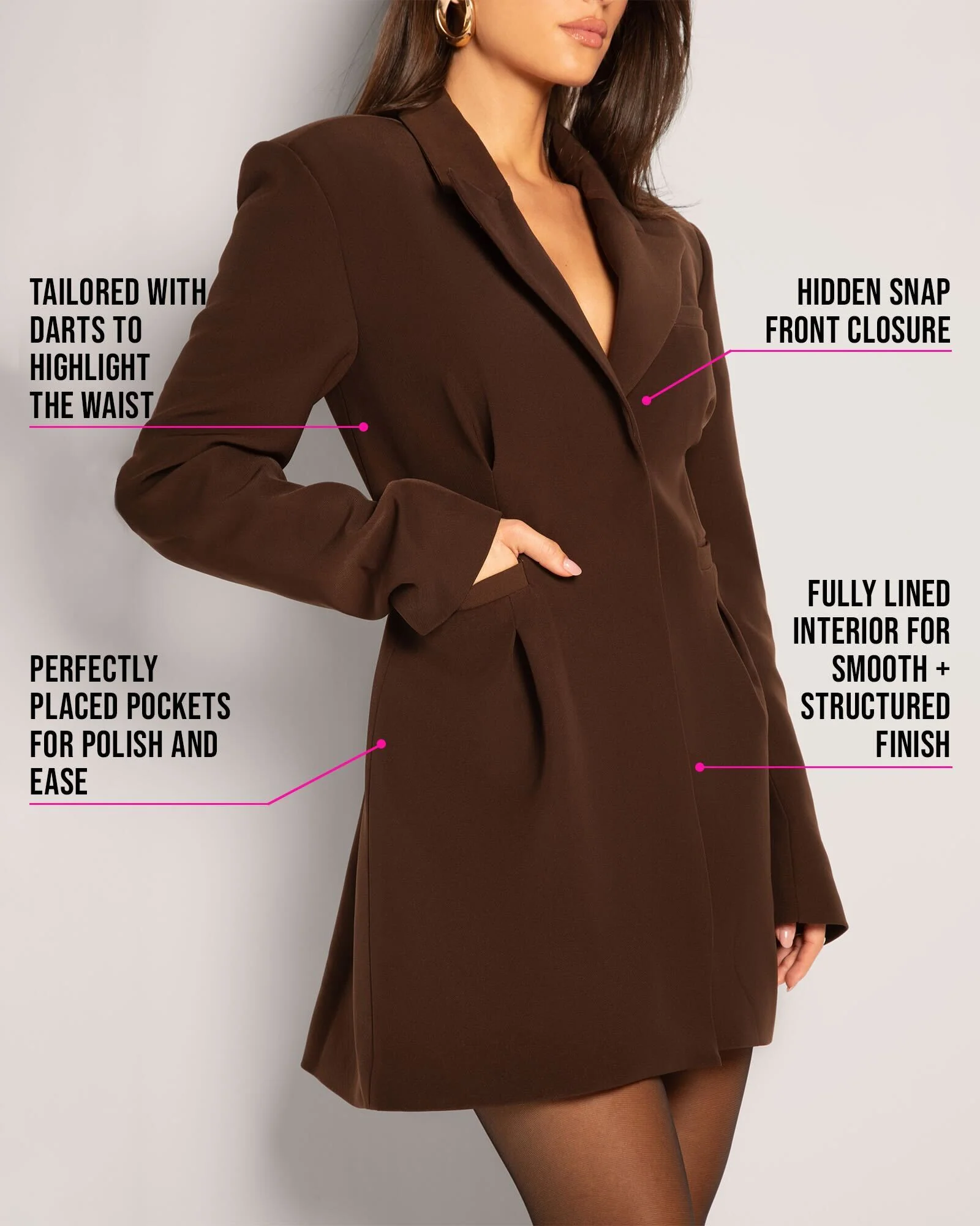 Structured Blazer Dress - Espresso 6 Structured Blazer Dress - Espresso