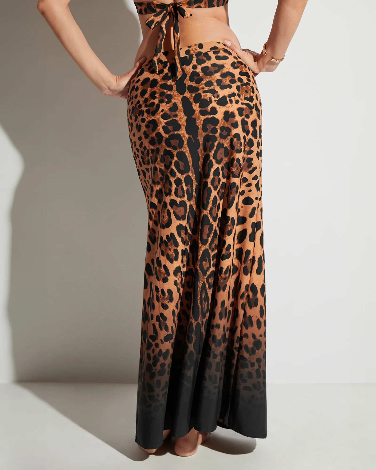 A-Line Maxi Skirty - Ombre Symmetric Leopard