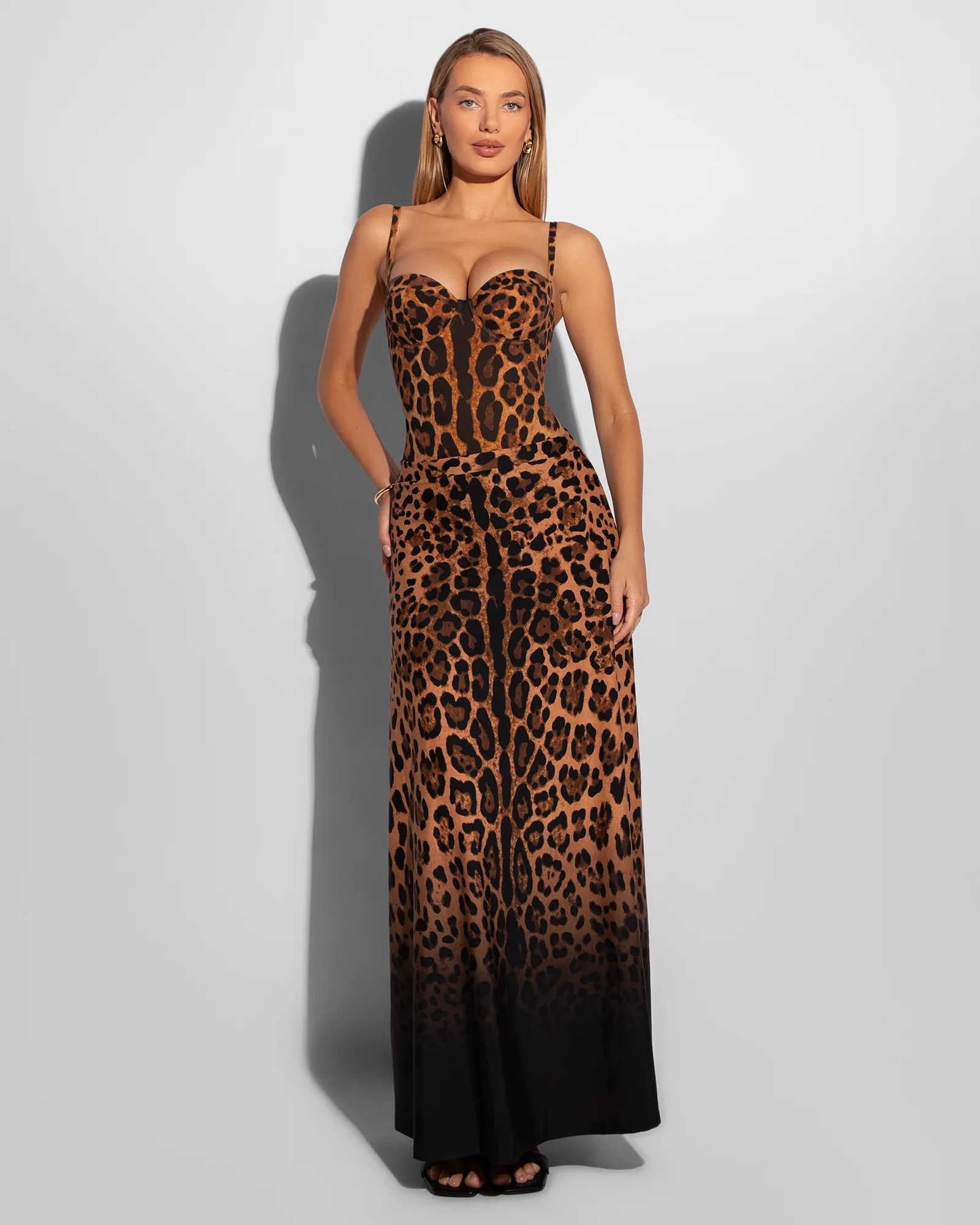 A-Line Maxi Skirty - Ombre Symmetric Leopard