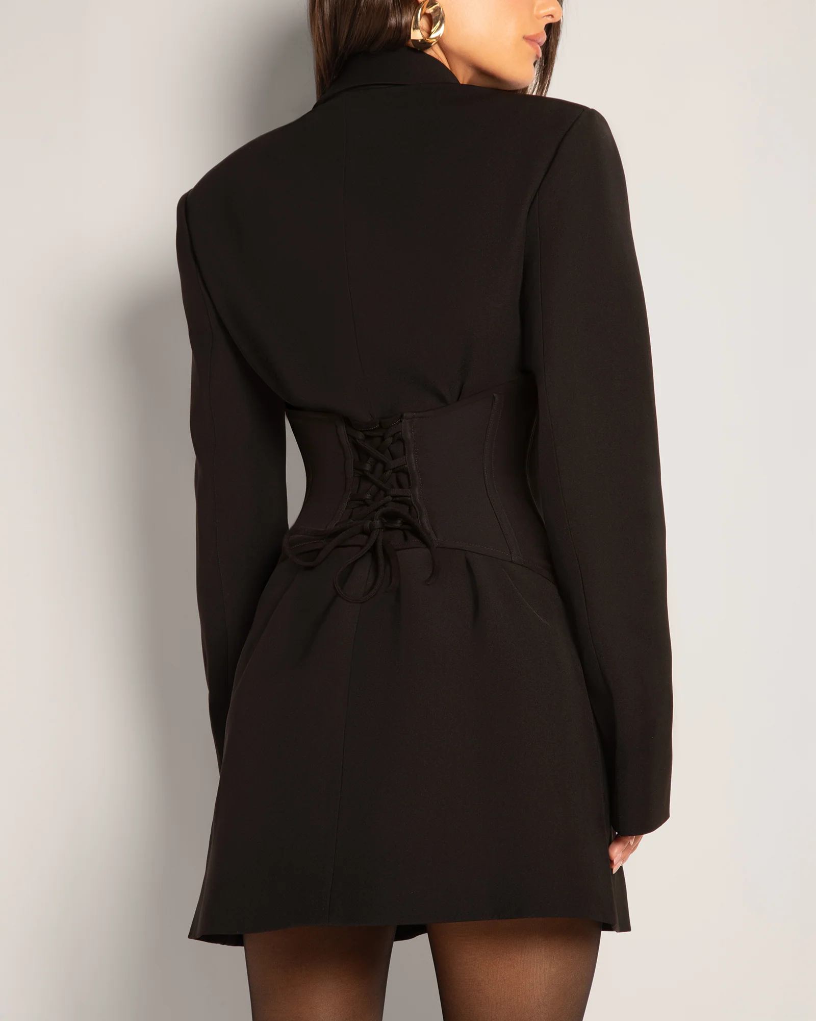 Structured Blazer Dress - Black