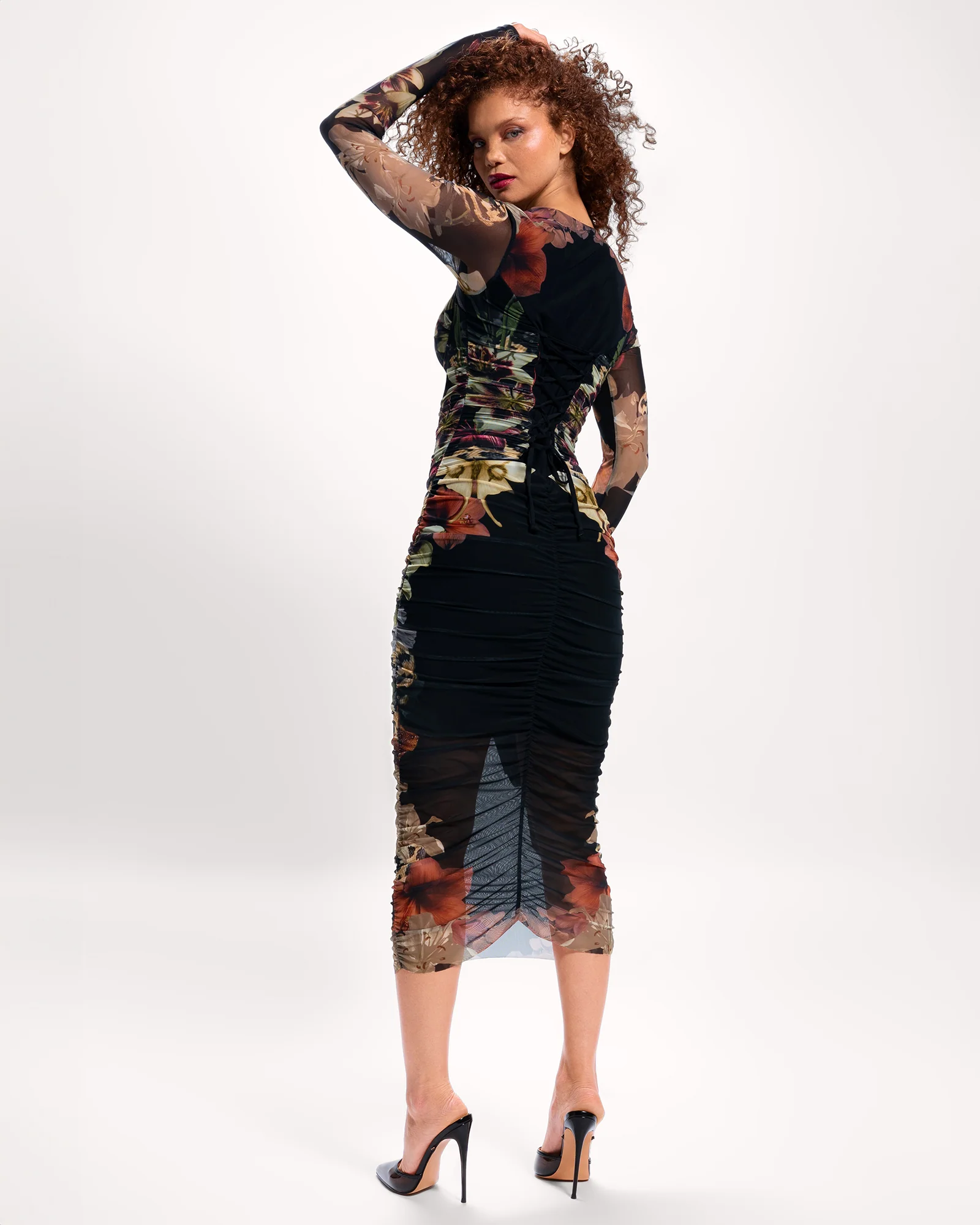 Sweetie Long Sleeve Midi Dress - Moody Floral