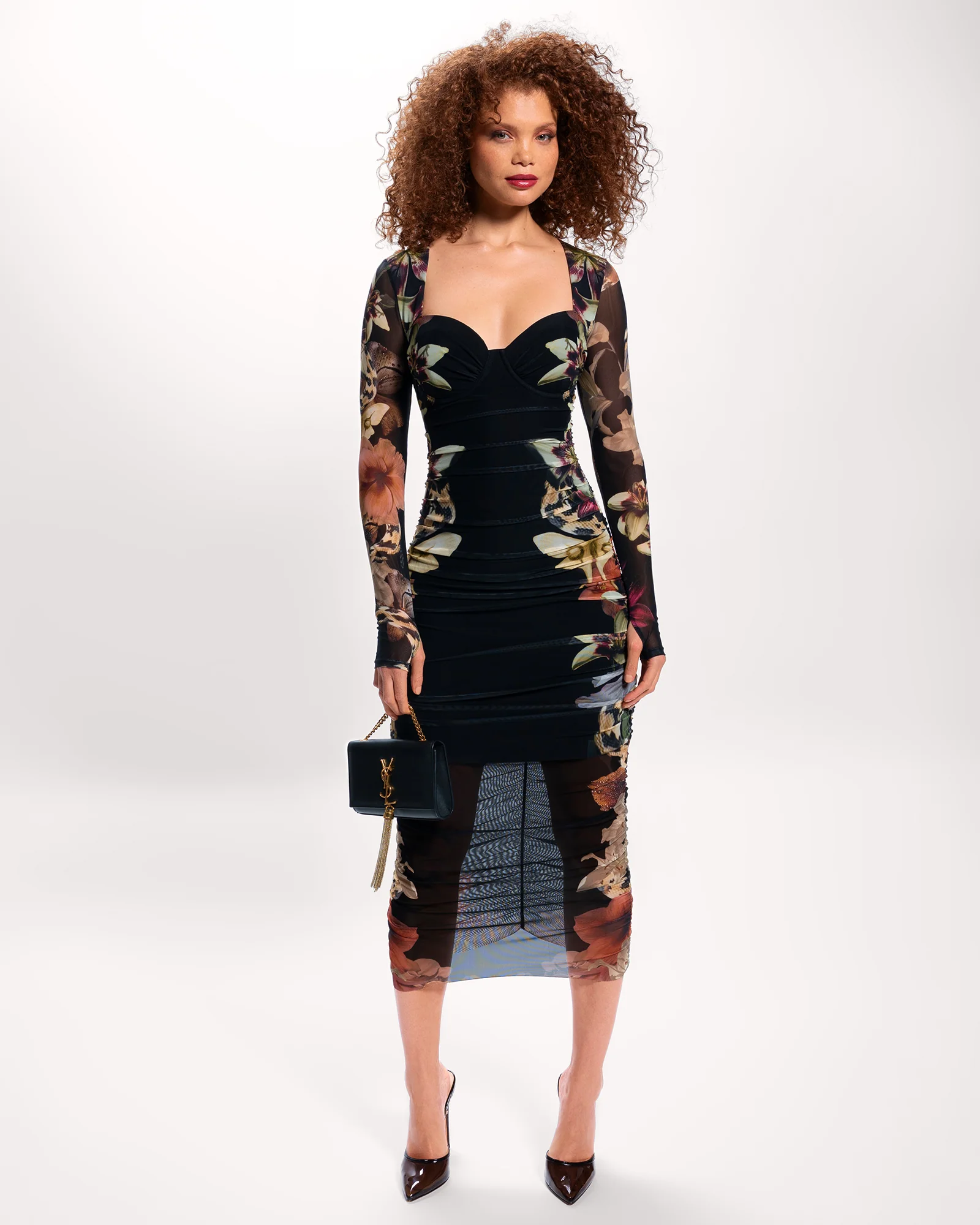 Sweetie Long Sleeve Midi Dress - Moody Floral