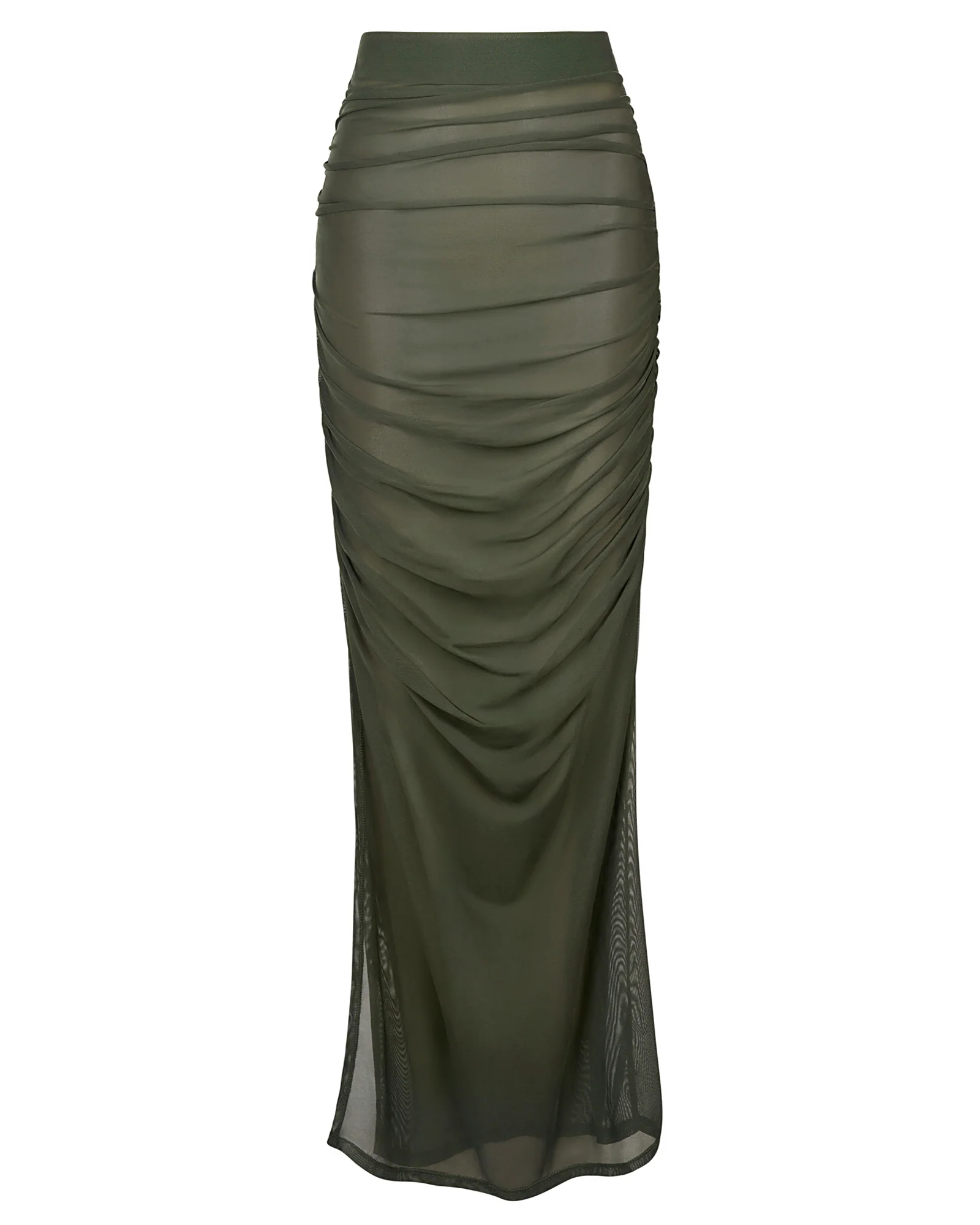 Ruched Sheer Maxi Skirty - Fern Green 5 Ruched Sheer Maxi Skirty - Fern Green