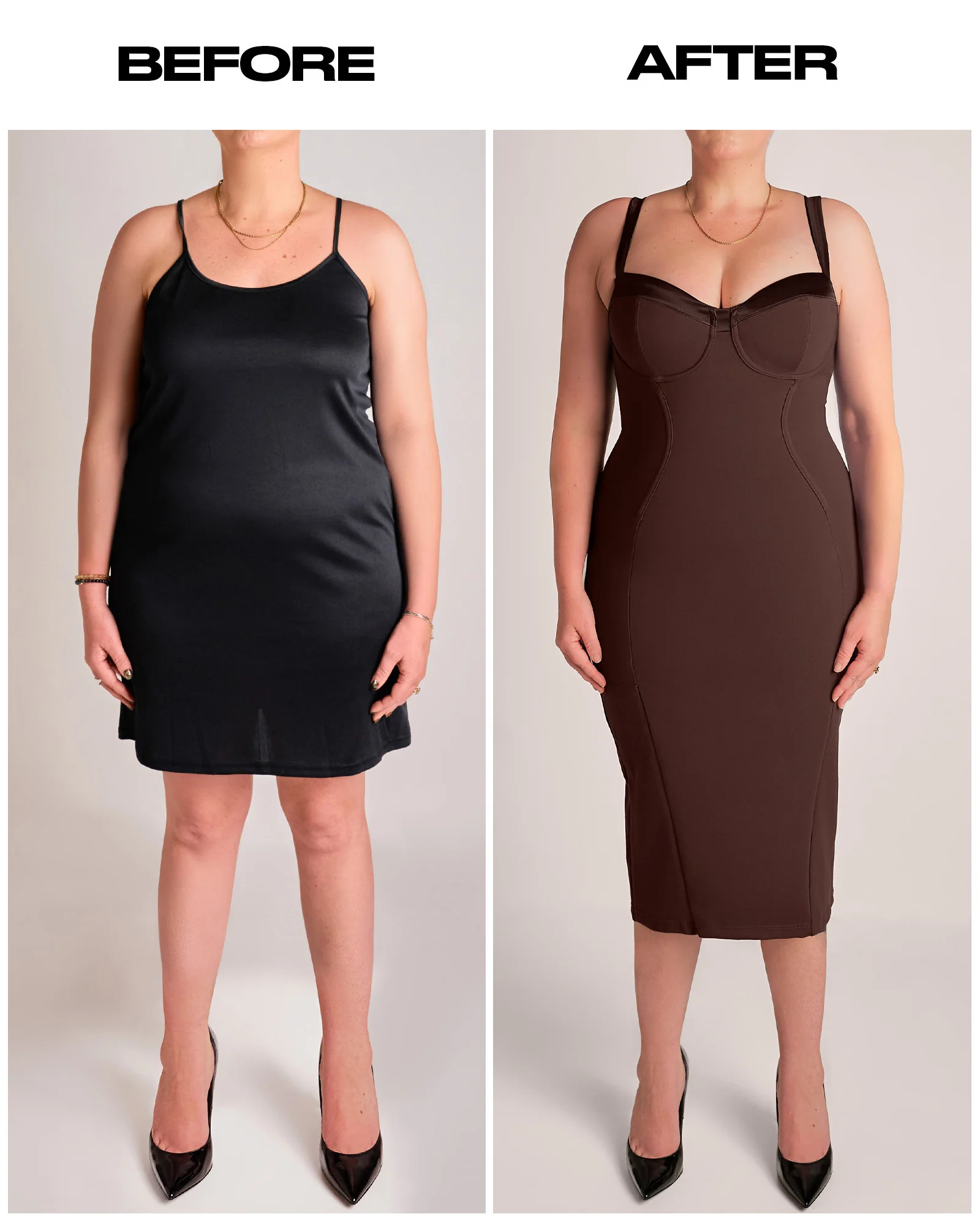 Seamed Lushy Midi Dress - Espresso Shine 5 Seamed Lushy Midi Dress - Espresso Shine