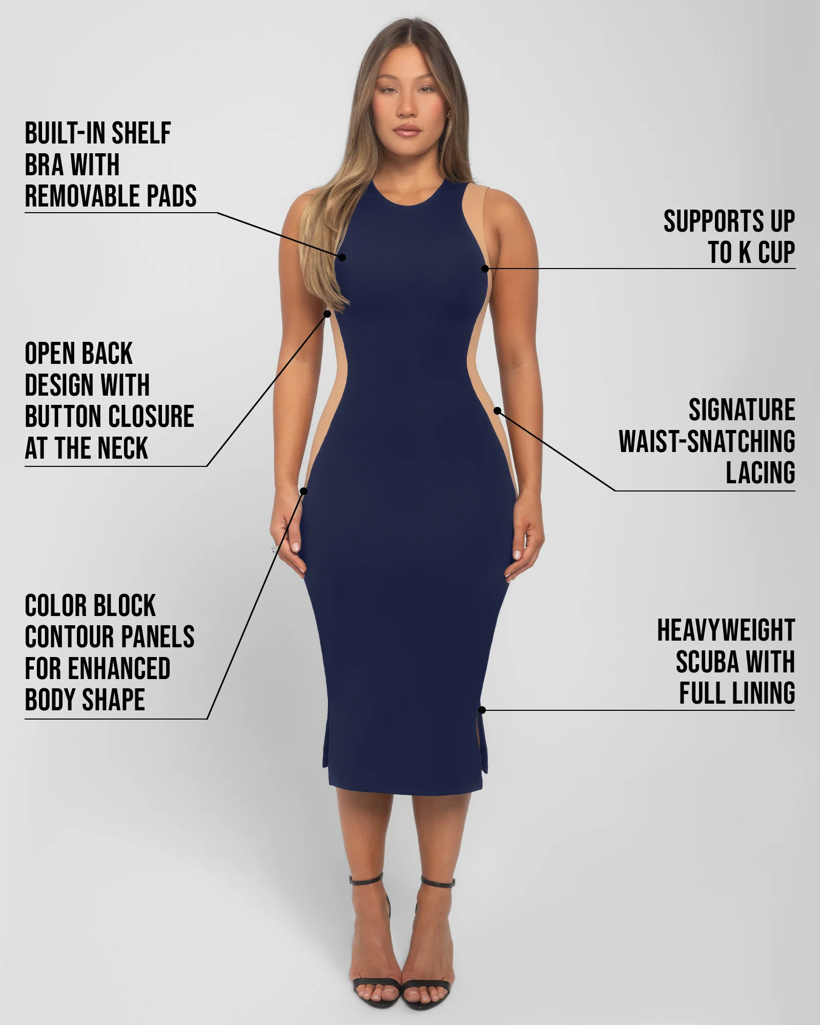 Illusion Column Dress - Contour Midnight/Sand