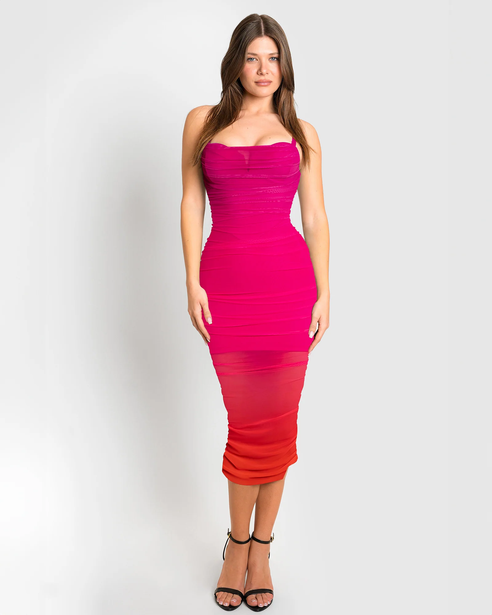 Sweetie Mesh Column Dress - Sunset Ombre