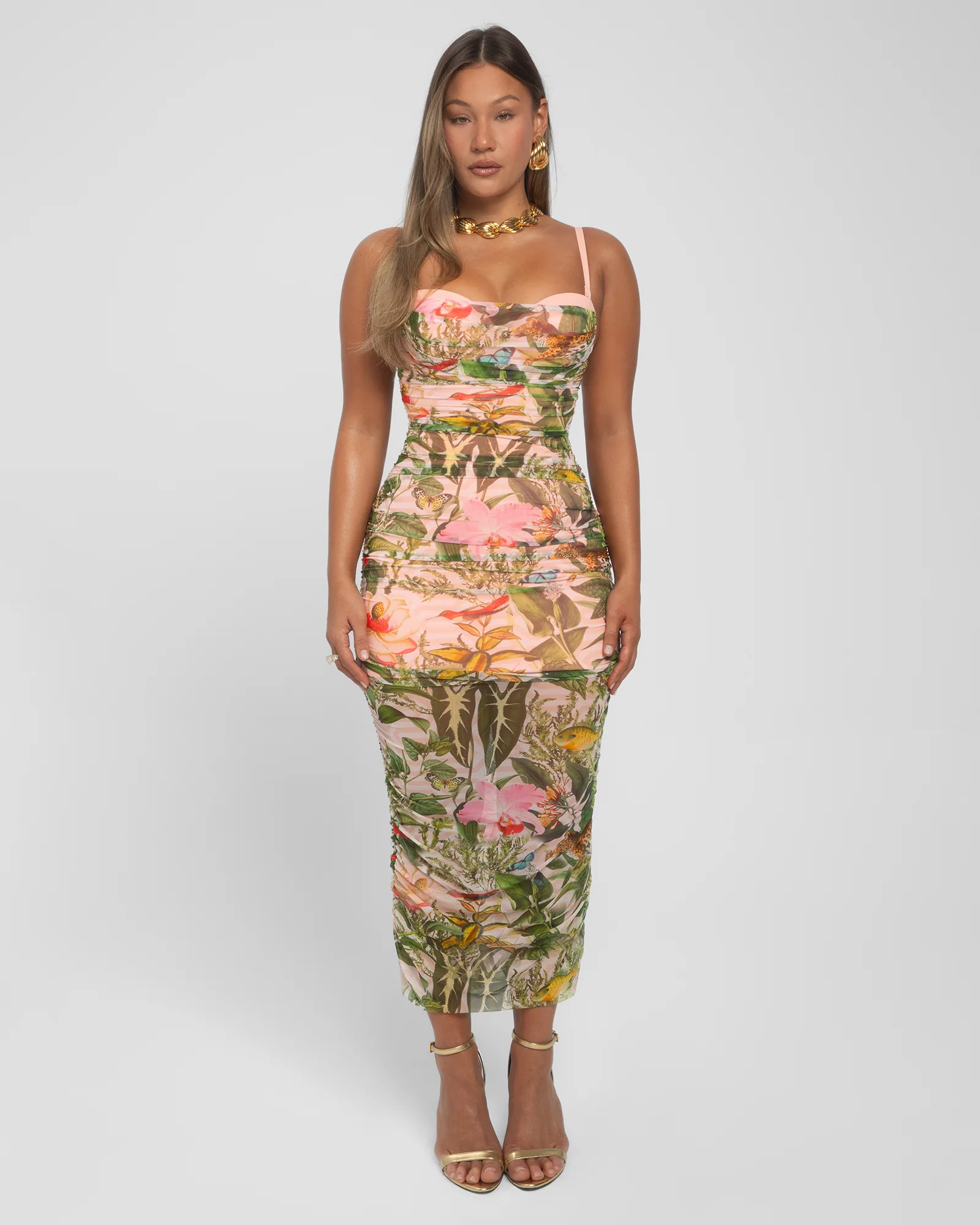 Sweetie Mesh Column Dress - Floral Ambrosia
