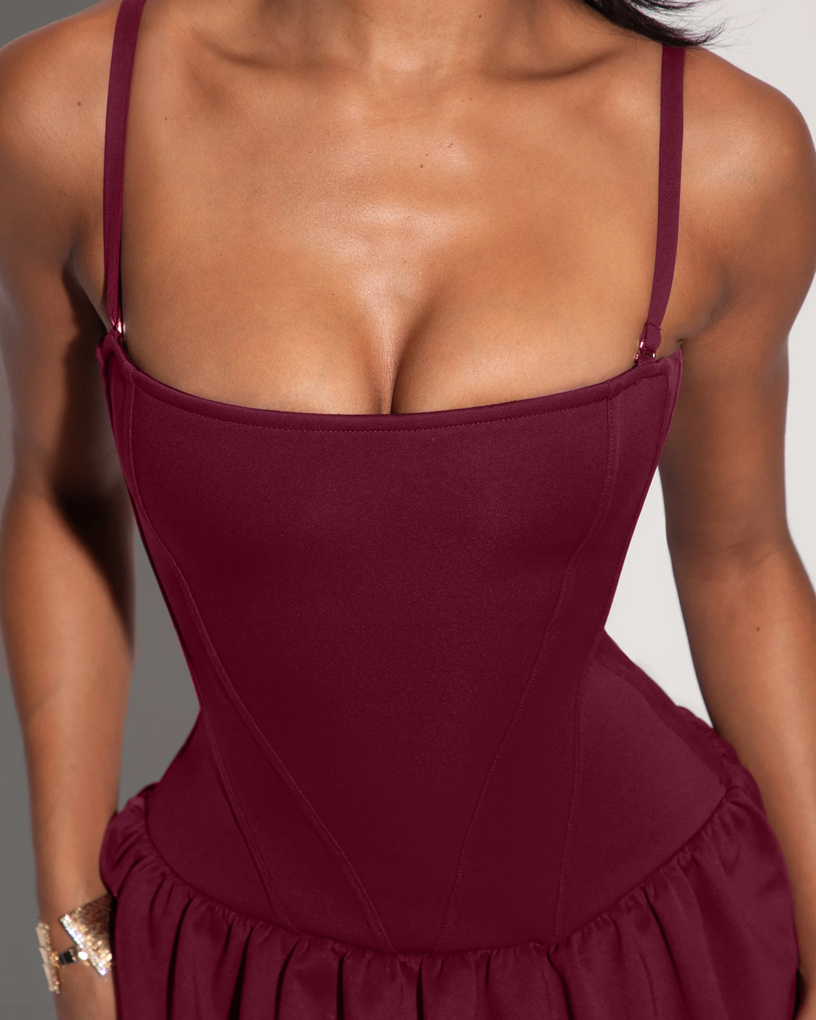 Squarey Convertible Bubble Dress - Burgundy 4 Squarey Convertible Bubble Dress - Burgundy