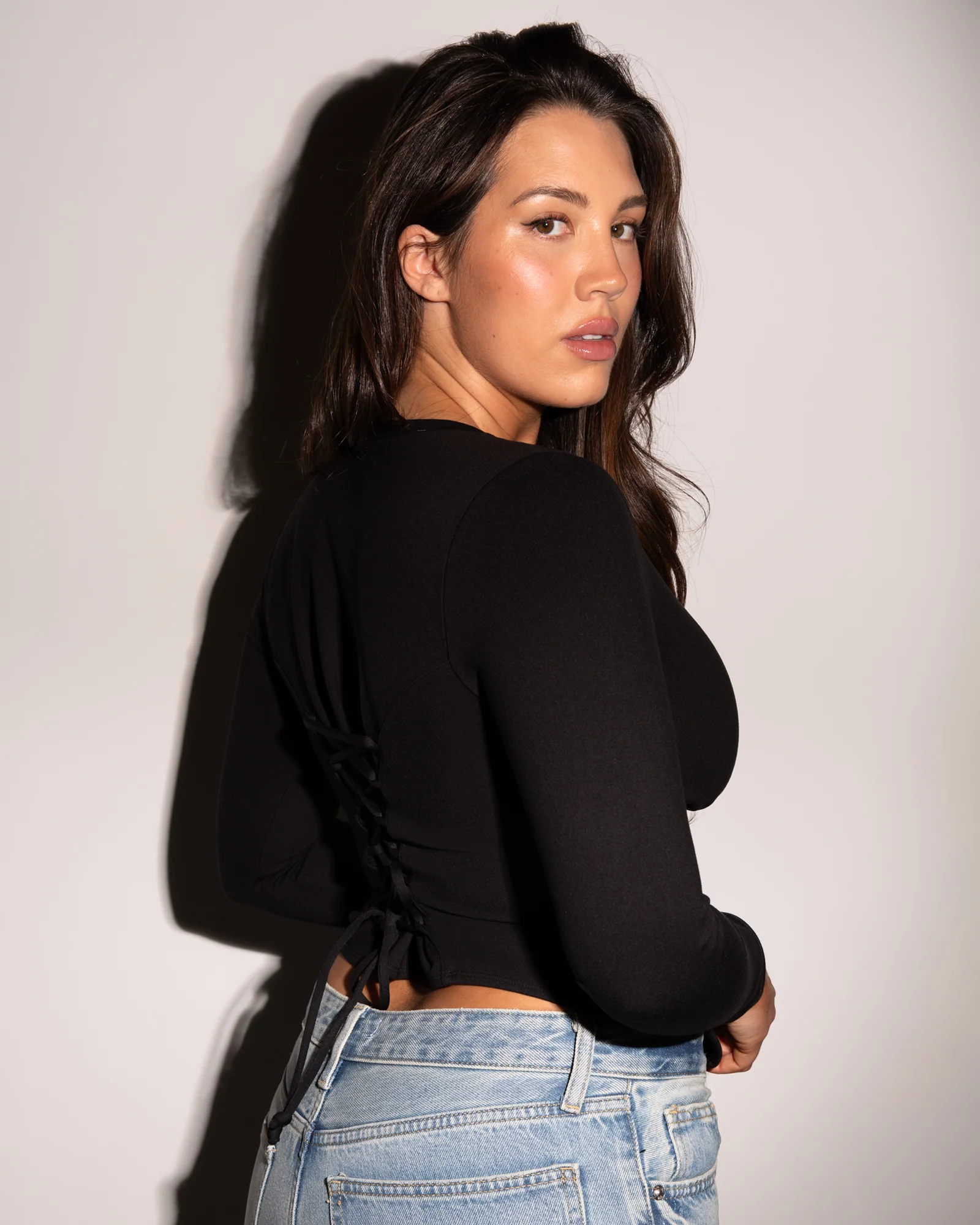 Long Sleeve Corsety Top - Black 5 Long Sleeve Corsety Top - Black