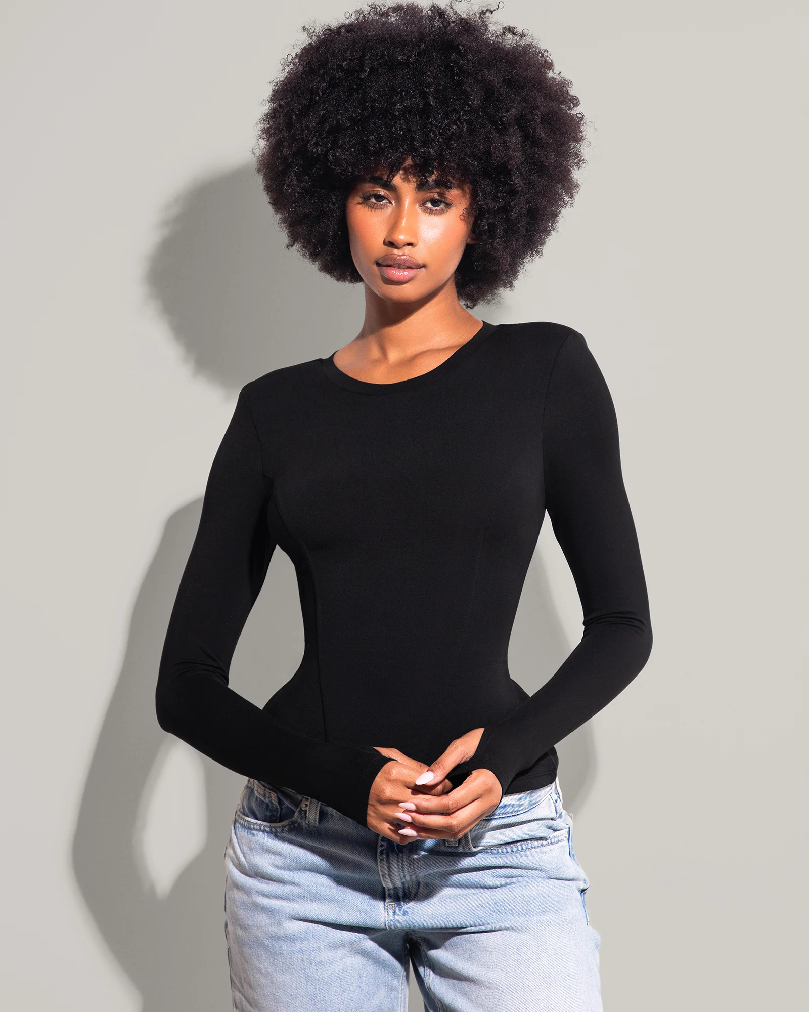 Shapey Crew Neck Top - Soft Modal Jersey Black