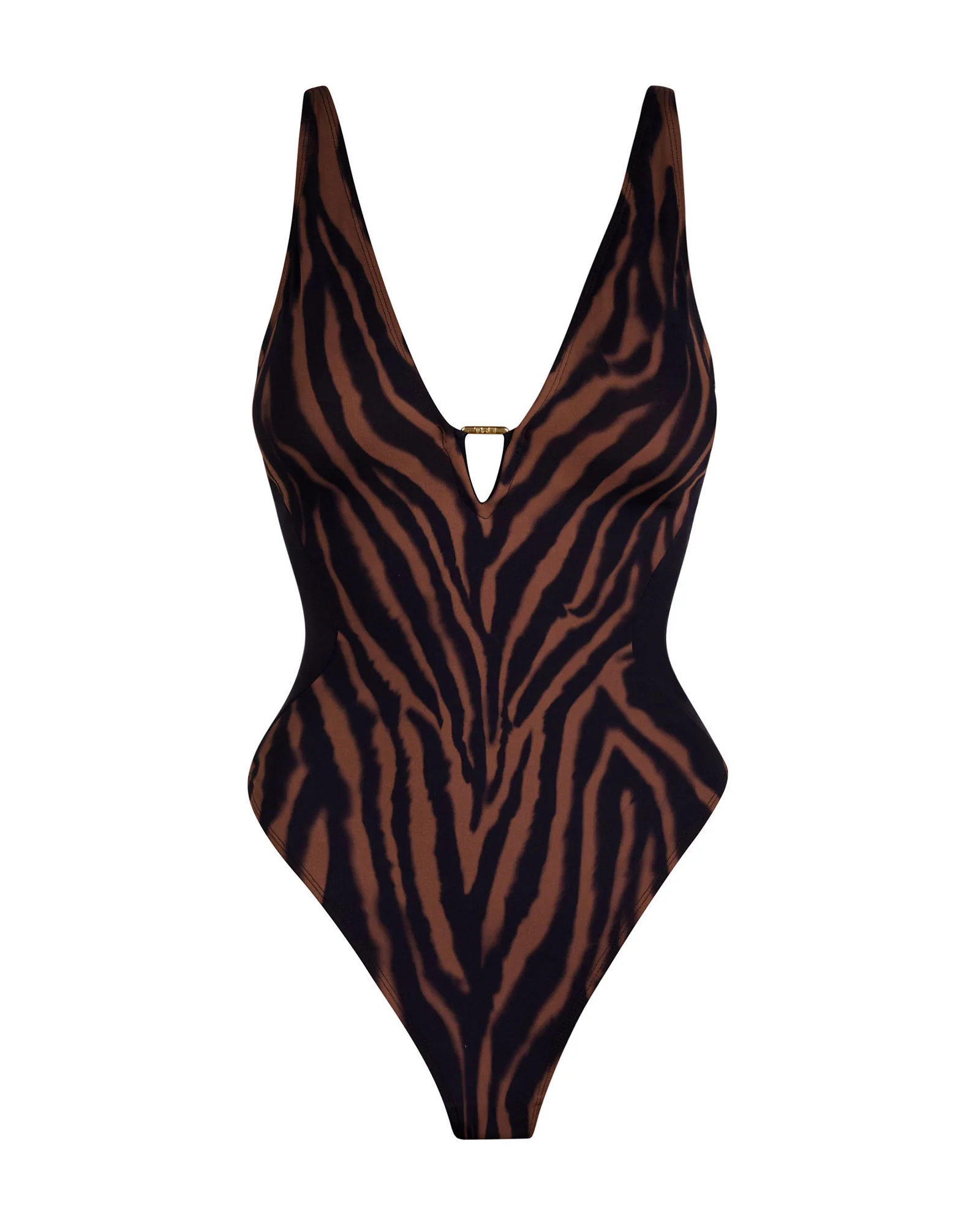 Hi Cut Plungey Triangle - Contour Mocha Zebra/Black 6 Hi Cut Plungey Triangle - Contour Mocha Zebra/Black