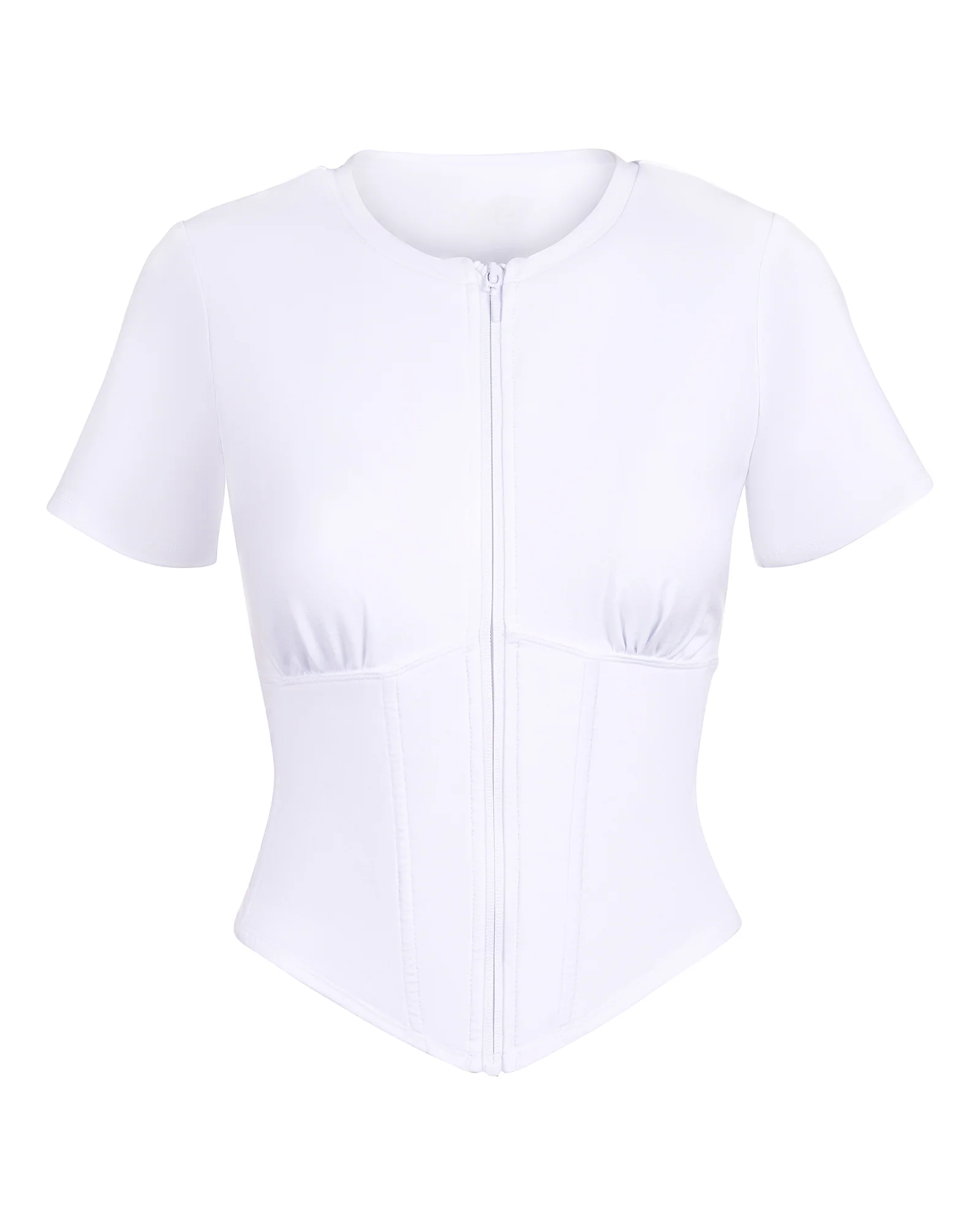 Short Sleeve Corsety Top - White 8 Short Sleeve Corsety Top - White