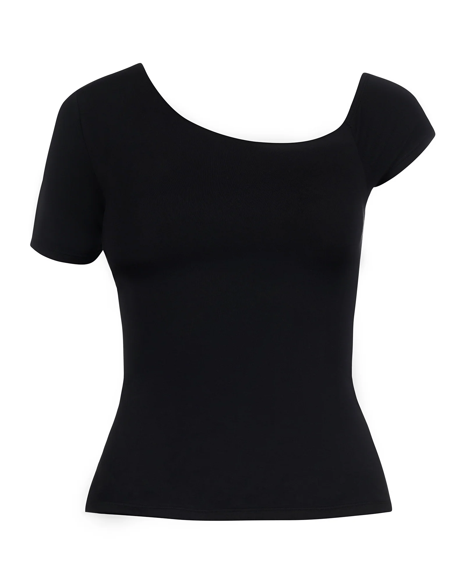 Shapey Short Sleeve One Shoulder Top - Black 4 Shapey Short Sleeve One Shoulder Top - Black
