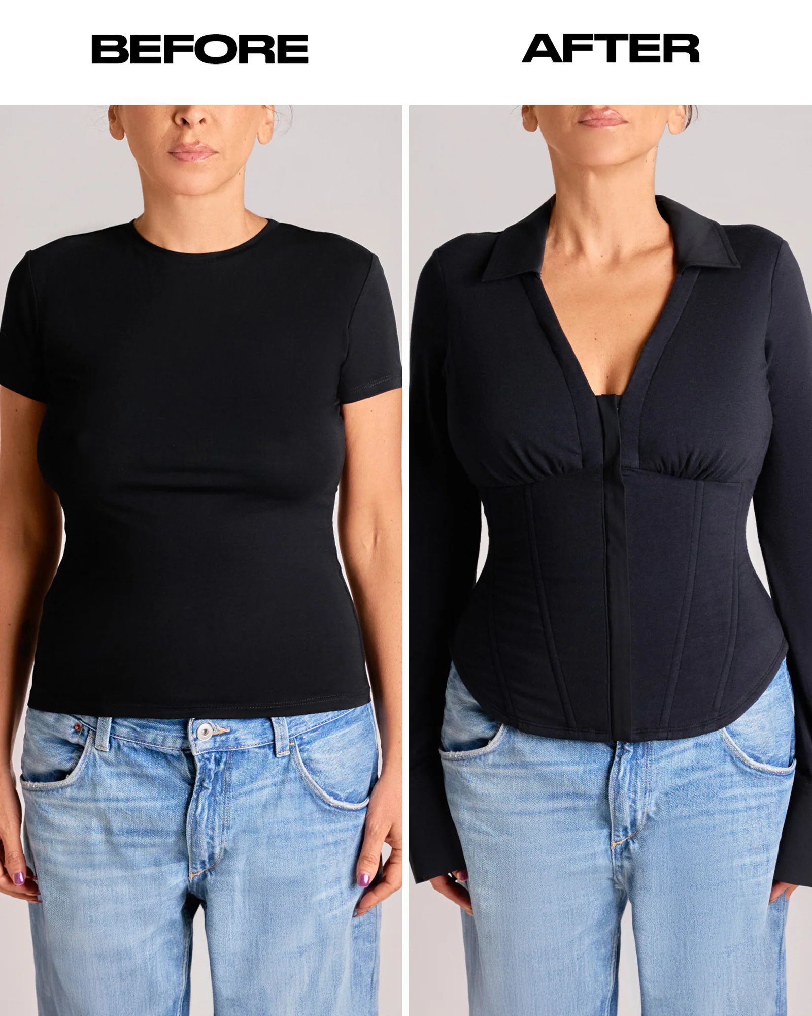 Shirty Long Sleeve Top - Black