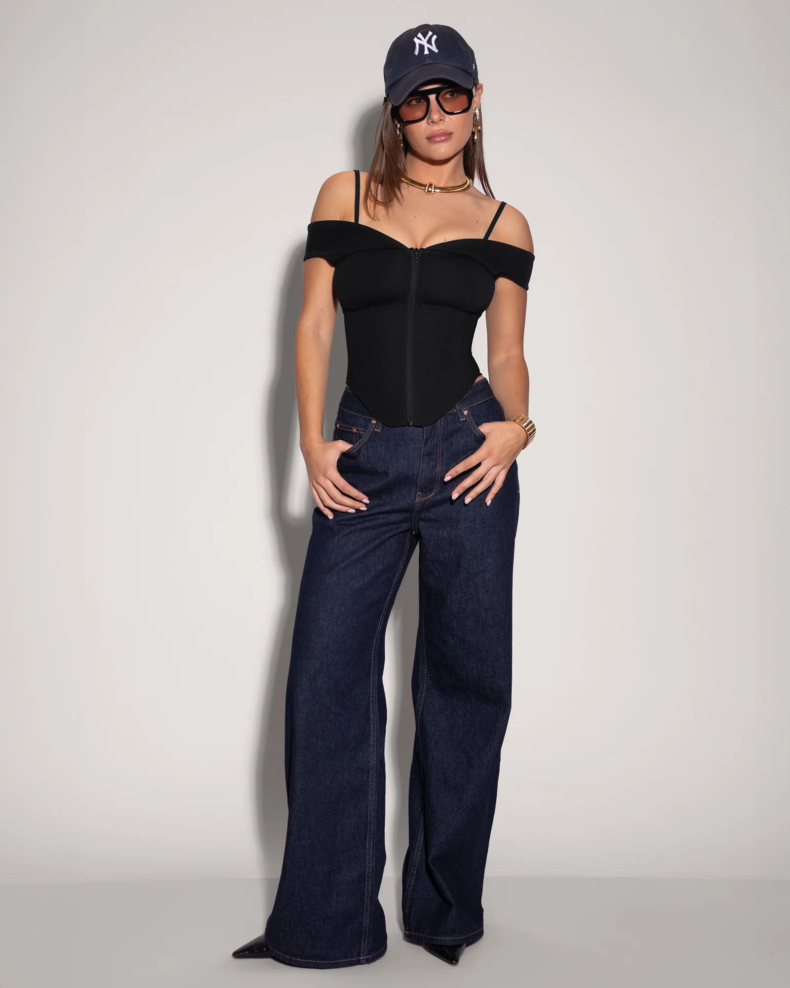 Corsety Draped Off Shoulder Top - Black 3 Corsety Draped Off Shoulder Top - Black