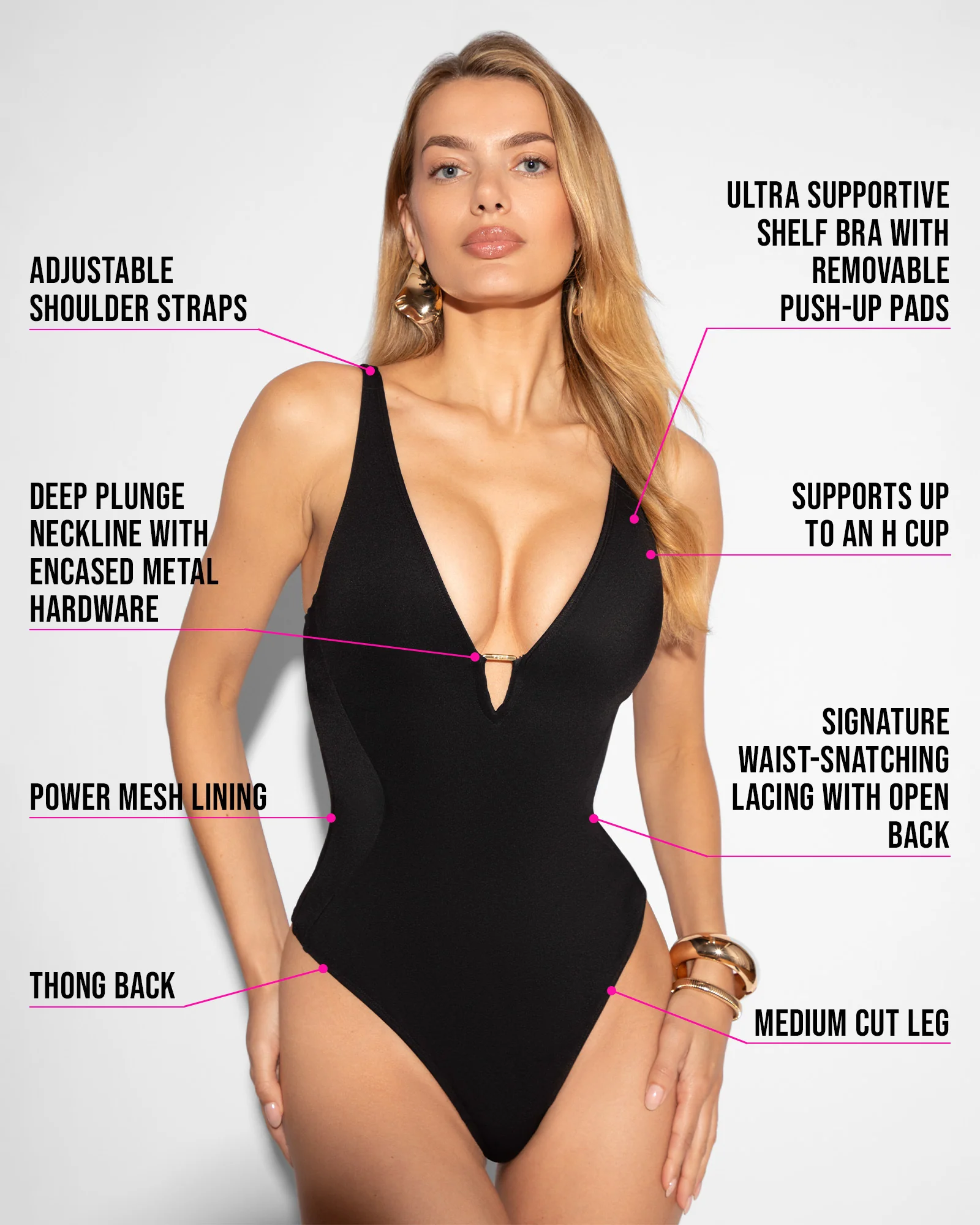 Plungey Triangle Thong - Black