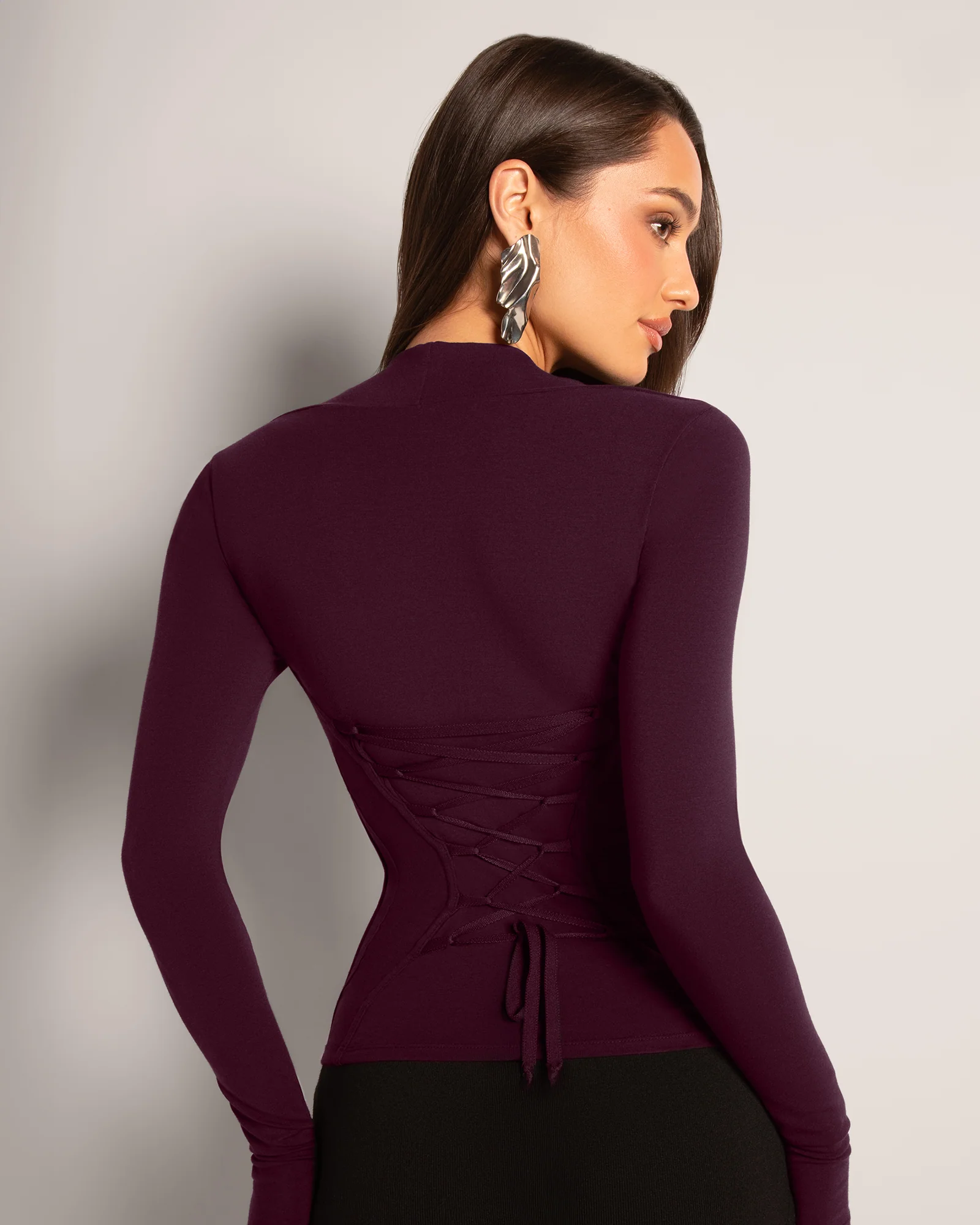 Shapey Ruched Long Sleeve Top - Garnet