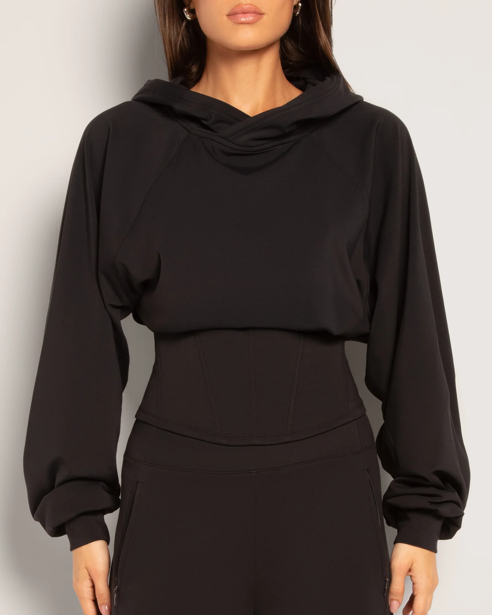 Cloudlined Corset Hoodie - Soft Black 3 Cloudlined Corset Hoodie - Soft Black