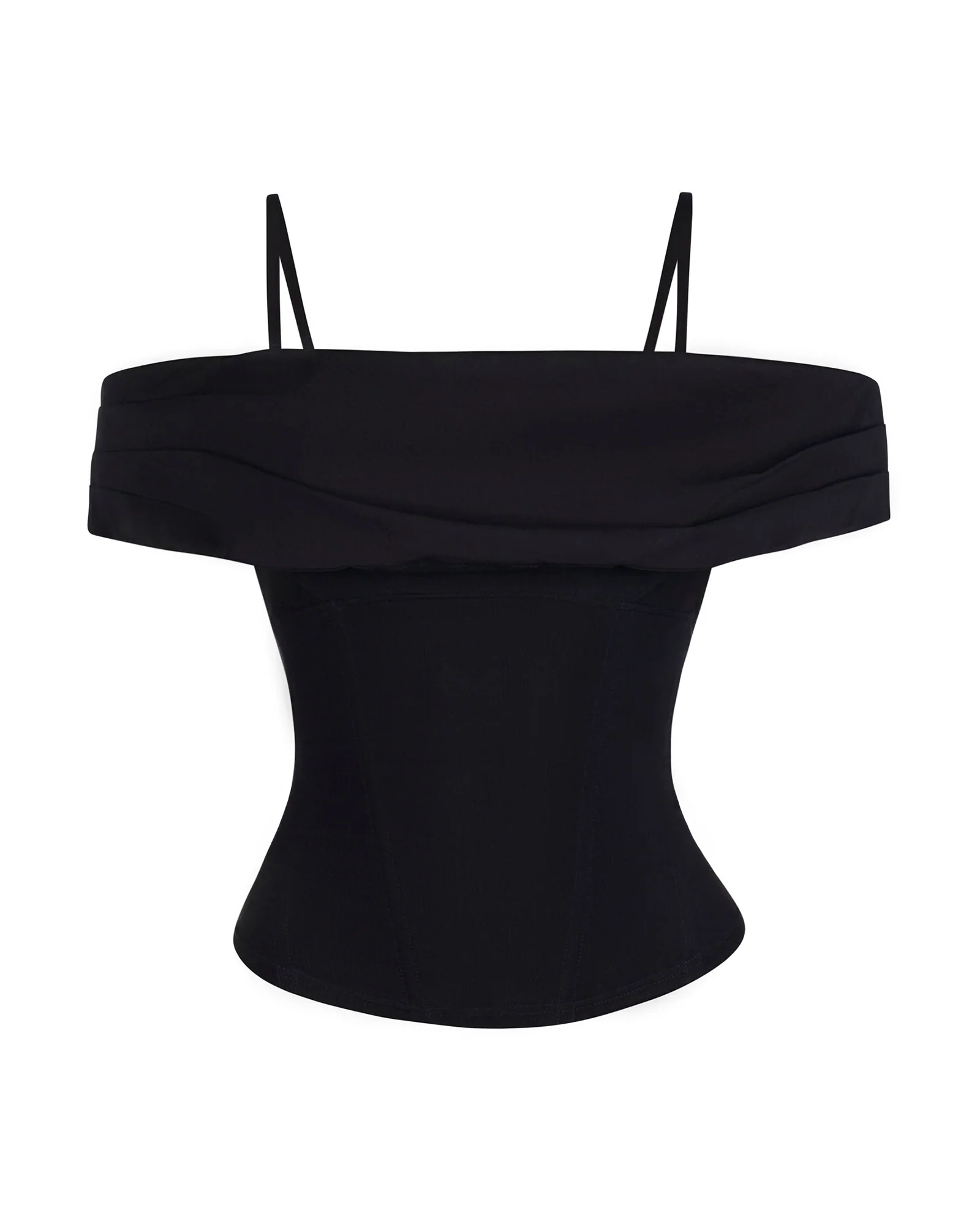 Poplin Off Shoulder Corset Top - Black