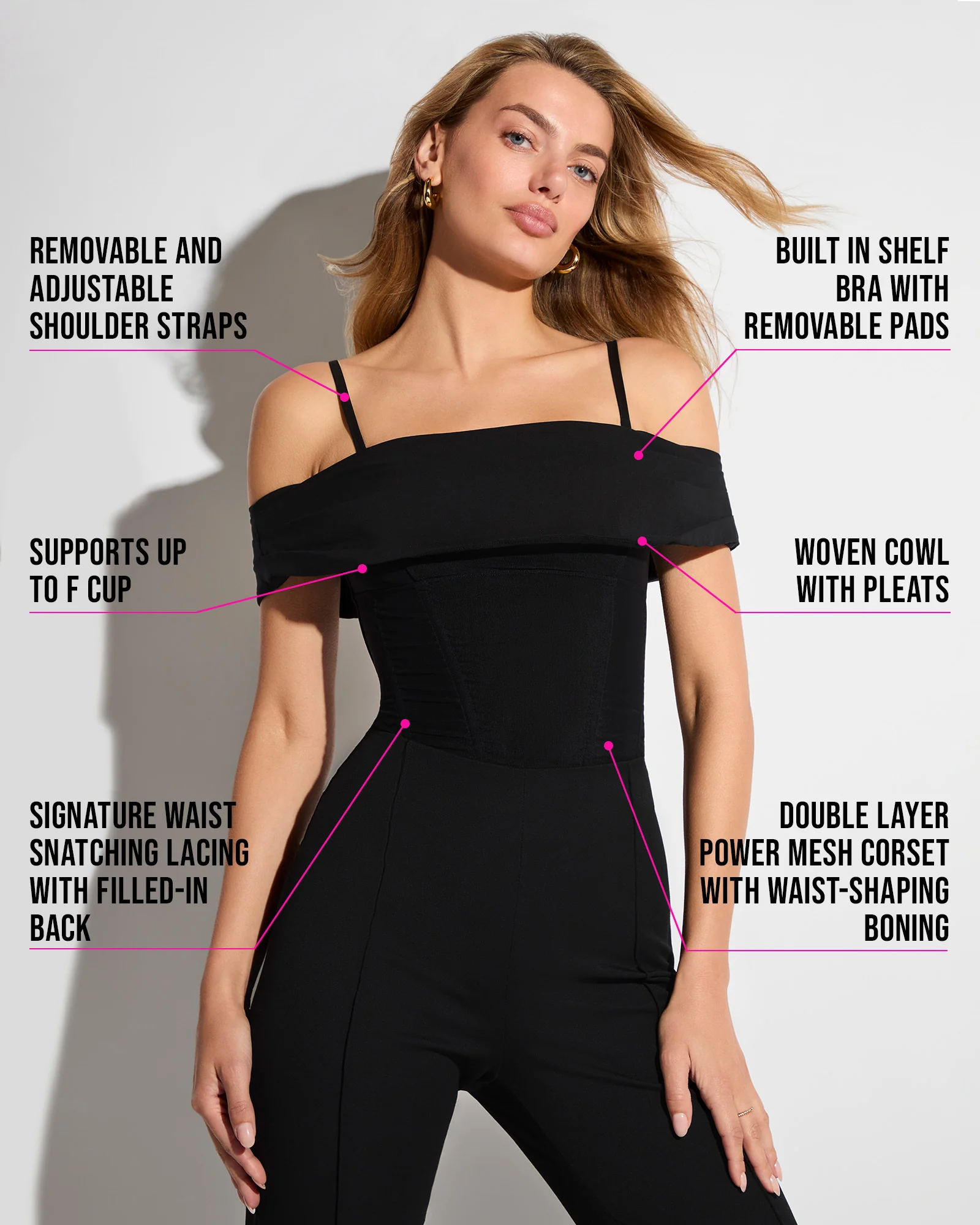 Poplin Off Shoulder Corset Top - Black