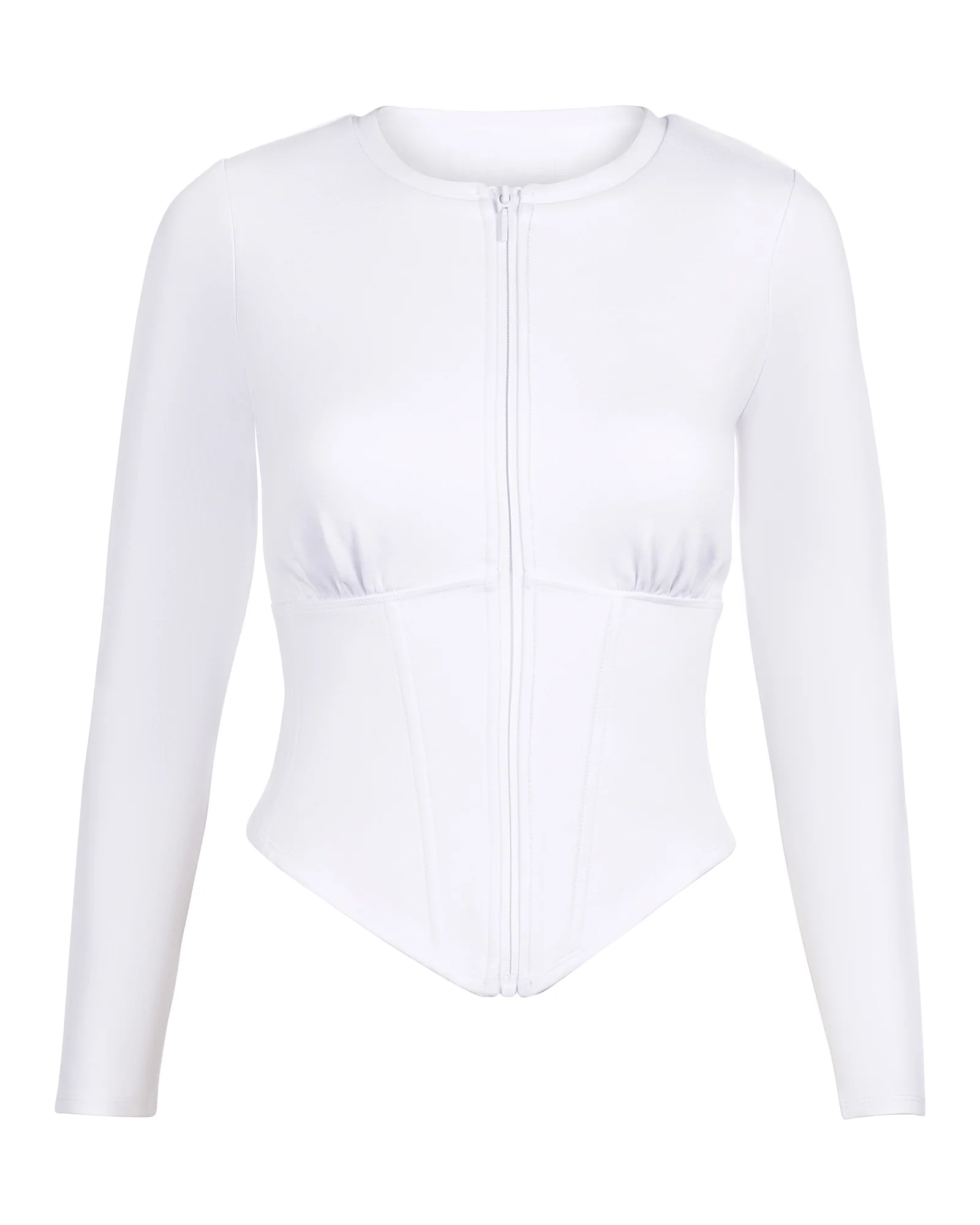 Long Sleeve Corsety Top - White 5 Long Sleeve Corsety Top - White