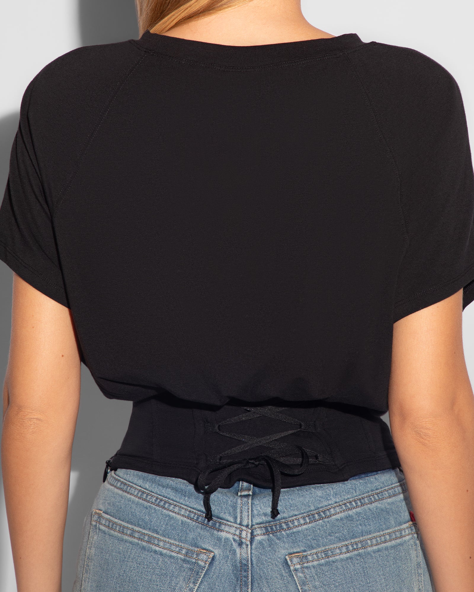 Corset Blousey Tee - Black