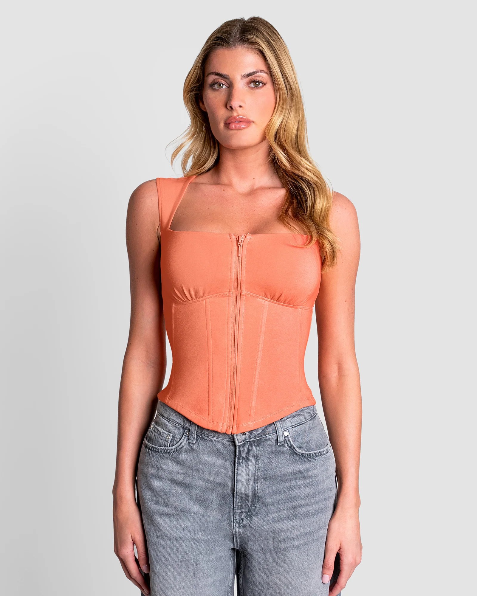 Corsety Square Neck Sleeveless Top - Creamsicle