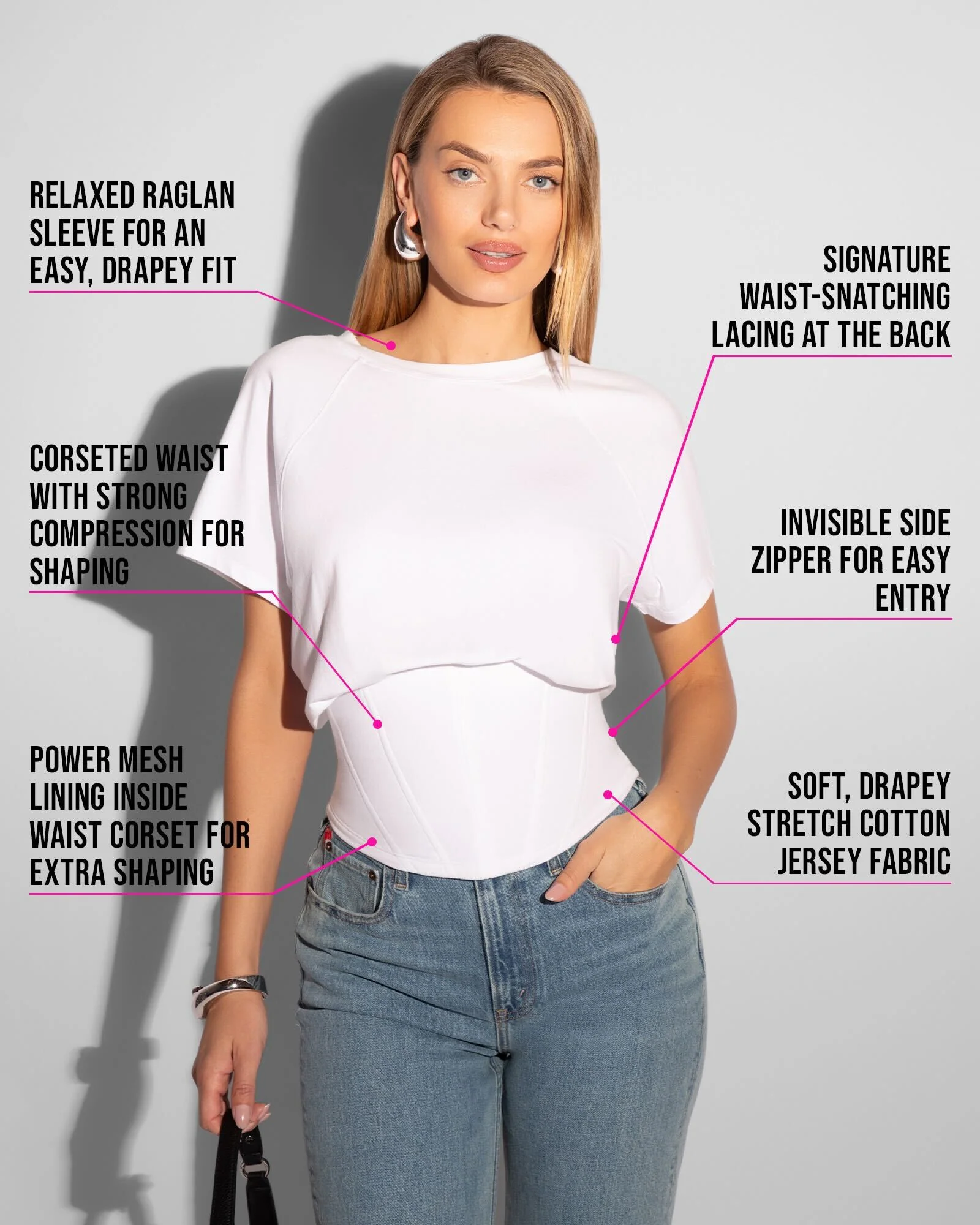 Corset Blousey Tee - White 5 Corset Blousey Tee - White