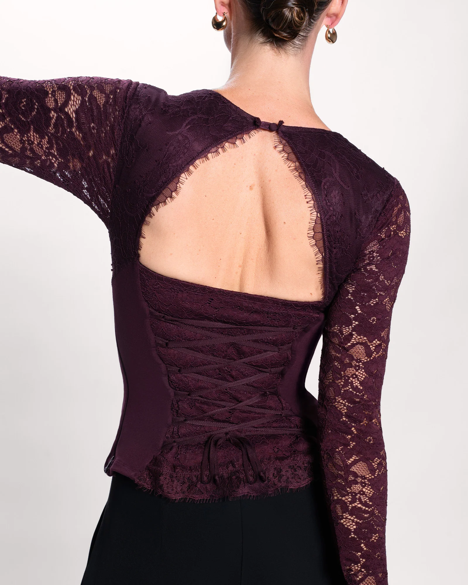 Sweetie Long Sleeve Top - Lace Garnet