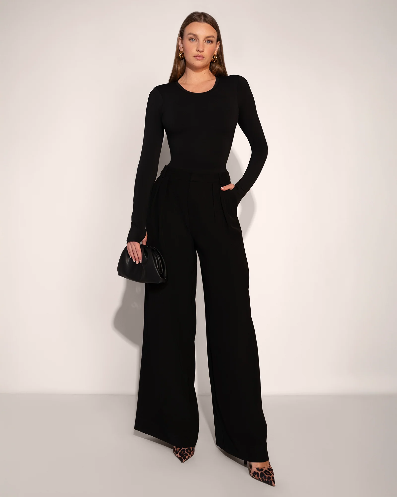 Shapey Crew Neck Top - Soft Sheen Jersey Black