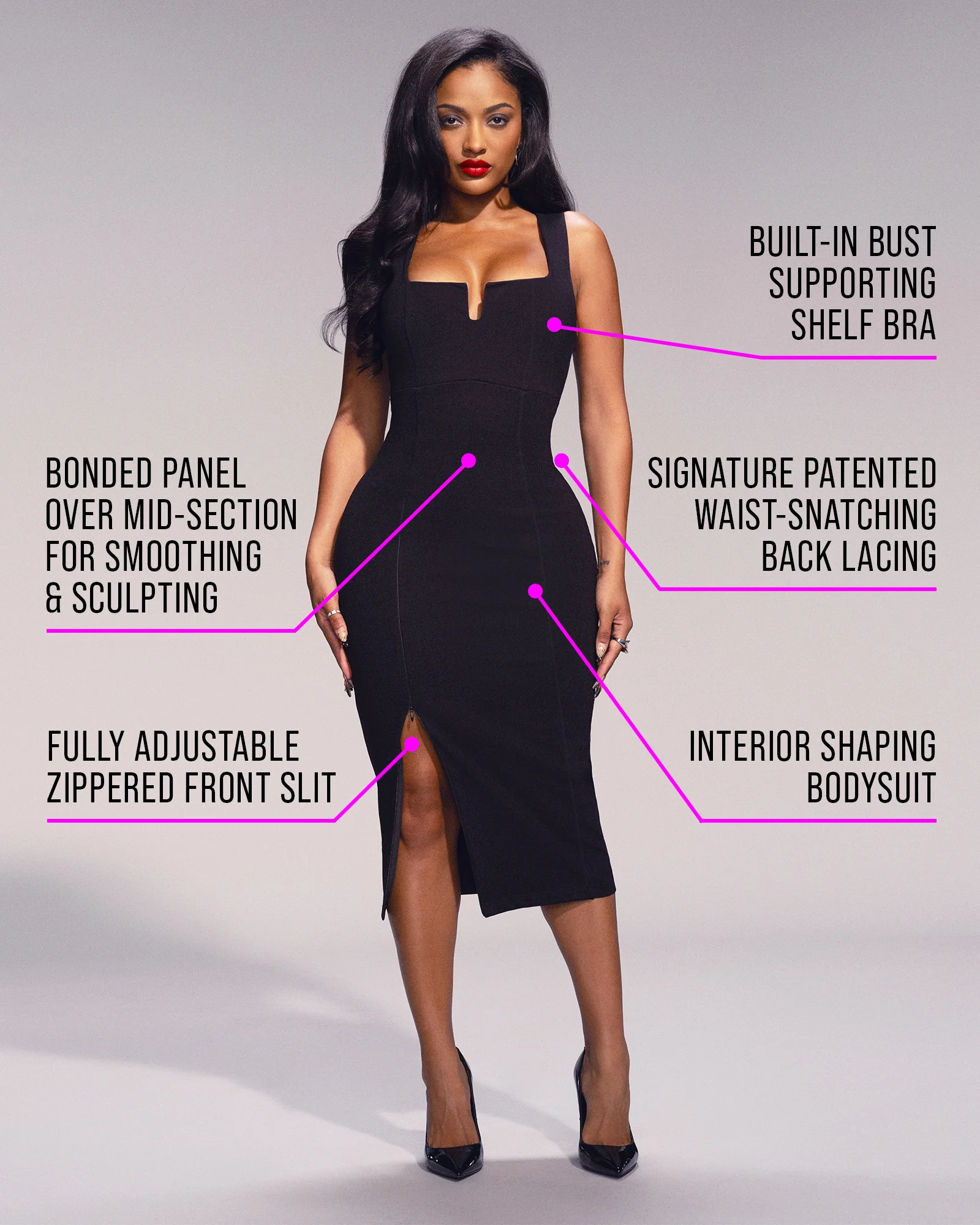 Notchy Pencil Dress - Black 3 Notchy Pencil Dress - Black